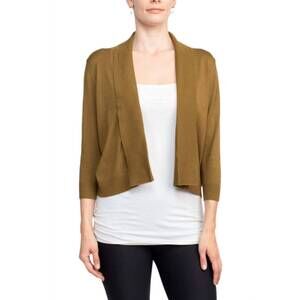 NEW ESPERANZA open front 3/4 sleeve cropped cardigan in olive
